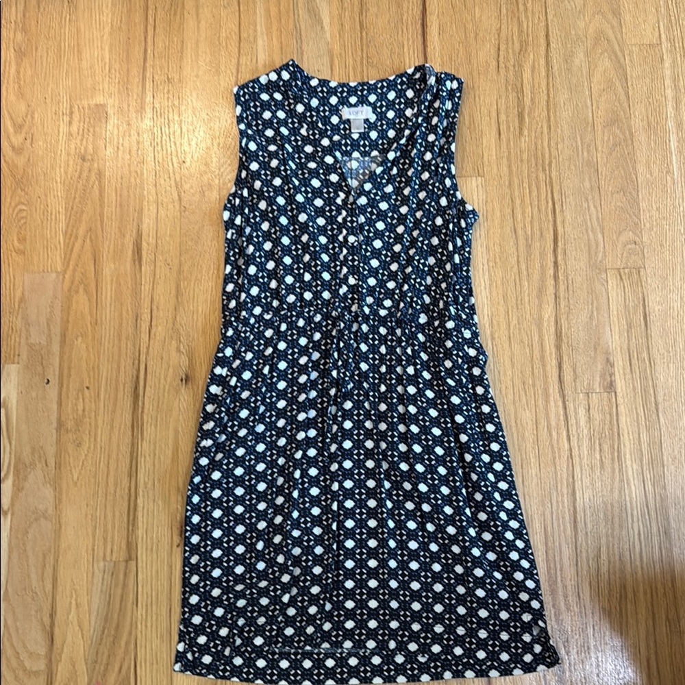 Ann Taylor LOFT Black and White Geometric Mini Dress